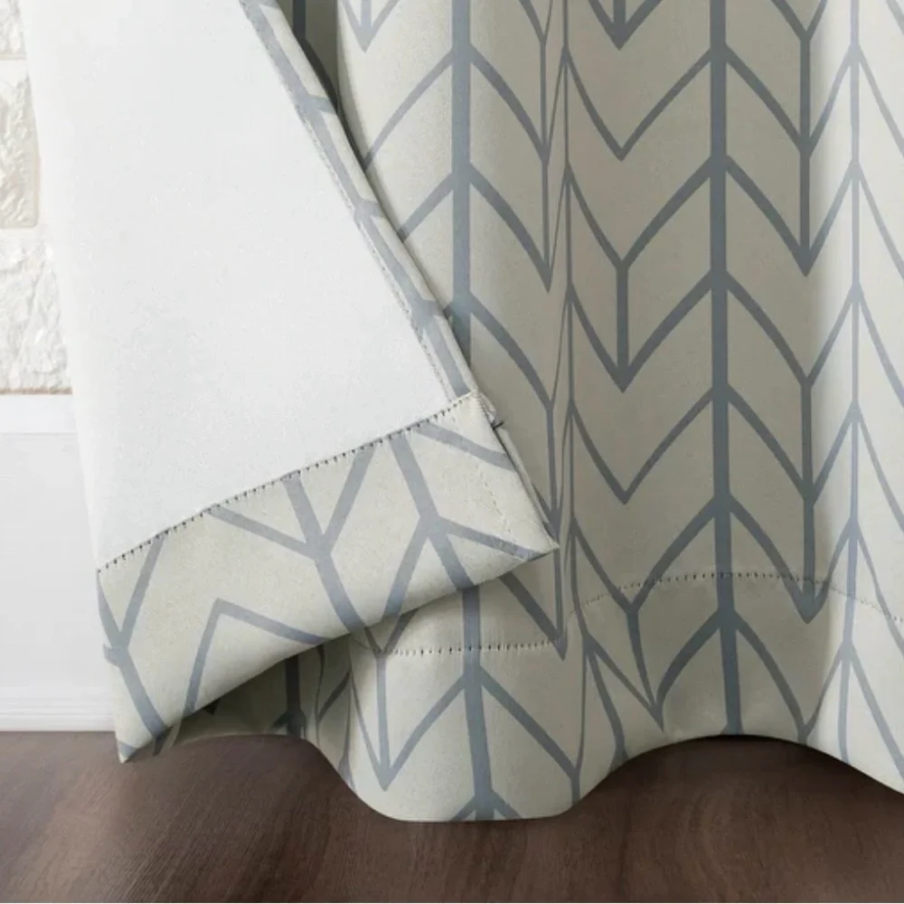 Sun Zero Kenwood Chevron Blackout Grommet Curtain Panel; Set of 3 40x84”
